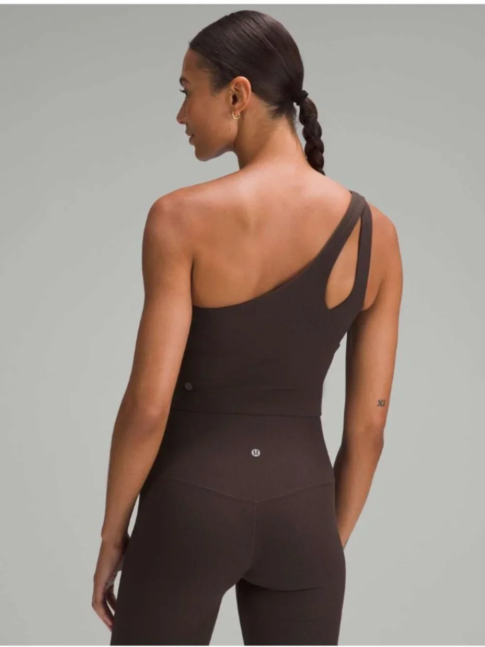Lululemon Ribbed Nulu Asymmetrical Yoga Tank Top Espresso Sz 8